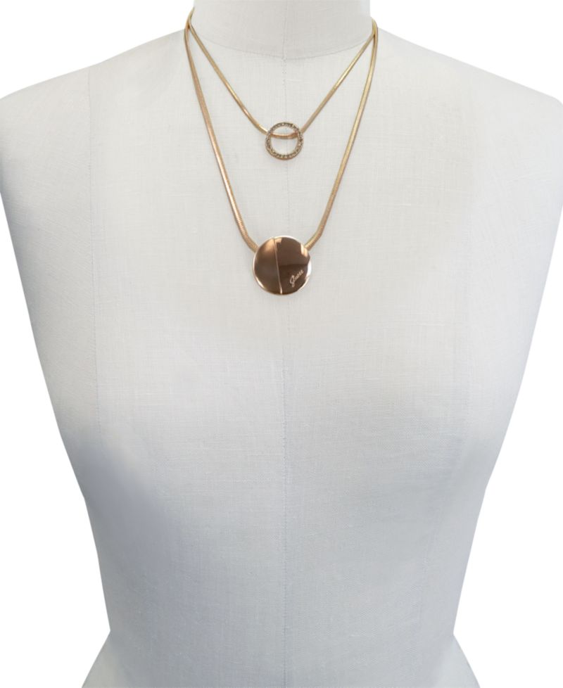 Rose Gold-Tone 2-Pc. Set Pav&eacute; Pendant Necklaces