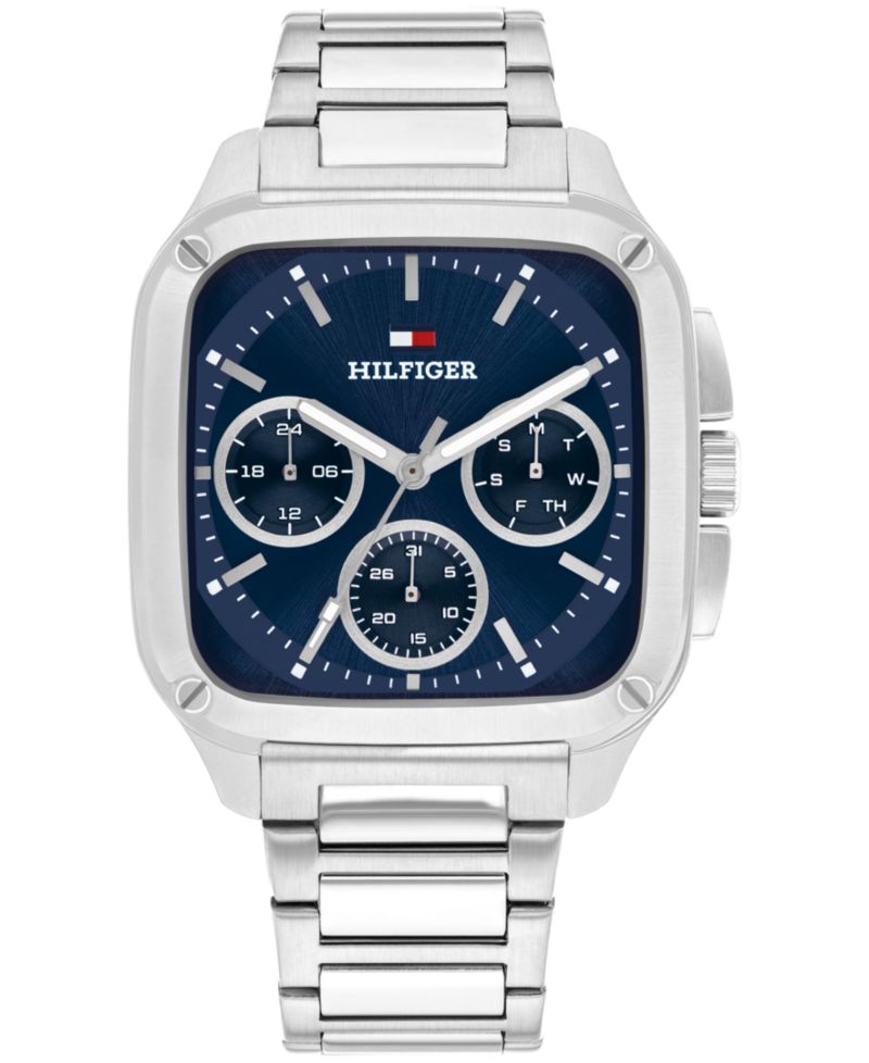 Men's Multifunction Silver Tone Stainless Steel Bracelet Watch, 39mm