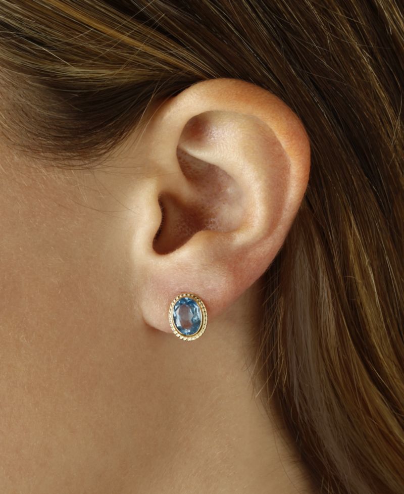 Gemstone Twist Gallery Stud Earring Set in 14k Gold