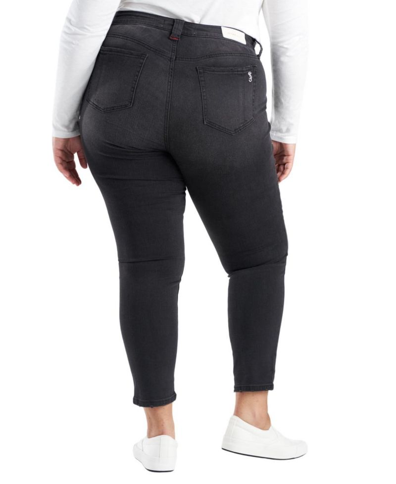 Women's Black Denim High Rise Pintuck Ankle Skinny in 28" inseam - Shyla