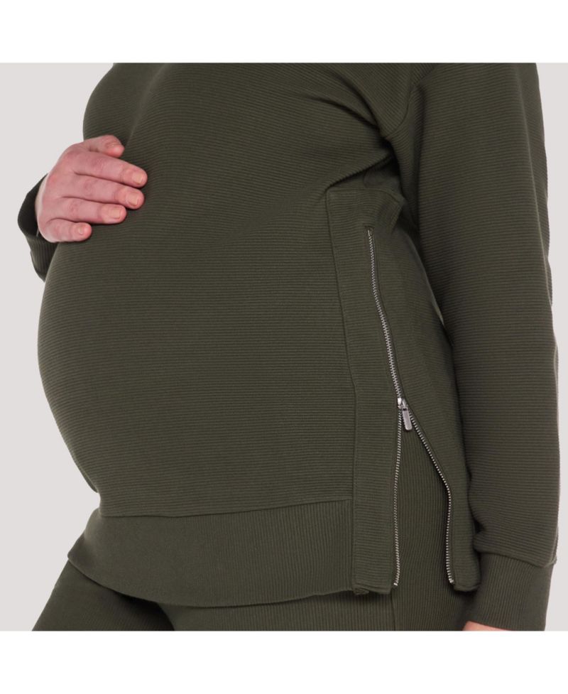 Relaxed-Fit Long-Sleeve Side-Zip Crewneck Tunic