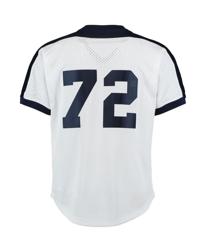Men's Carlton Fisk White Chicago White Sox Cooperstown Mesh Batting Practice Jersey
