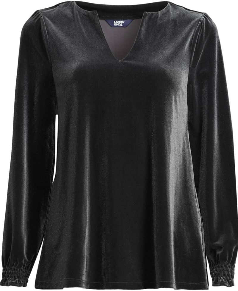 Women's Long Sleeve Velvet Blouse