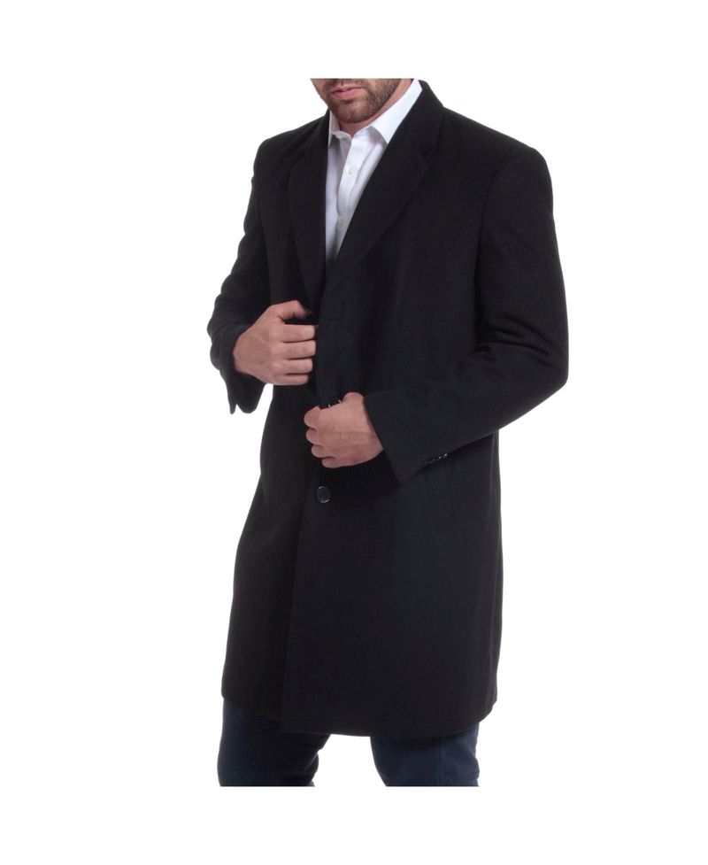 Men's Luke Wool Tailored 37" Walker Jacket Top Coat Car Coat Overcoat