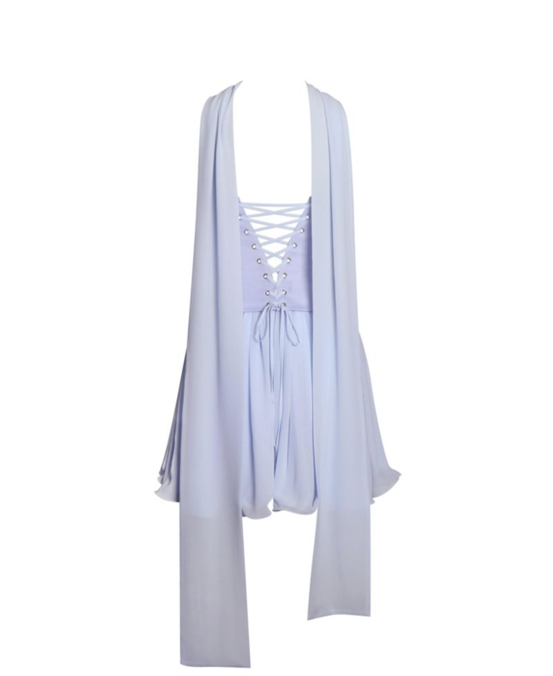 Women's Valentina Baby Blue Boned Curve Edge Peplum Mini Dress