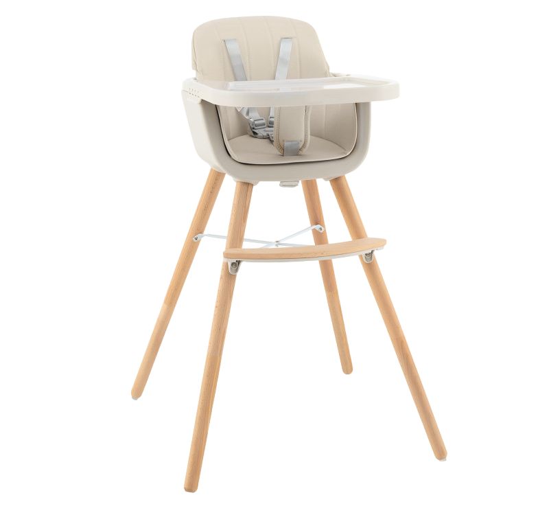 3 in 1 Convertible Wooden High Chair with Soft Cushion for Babies