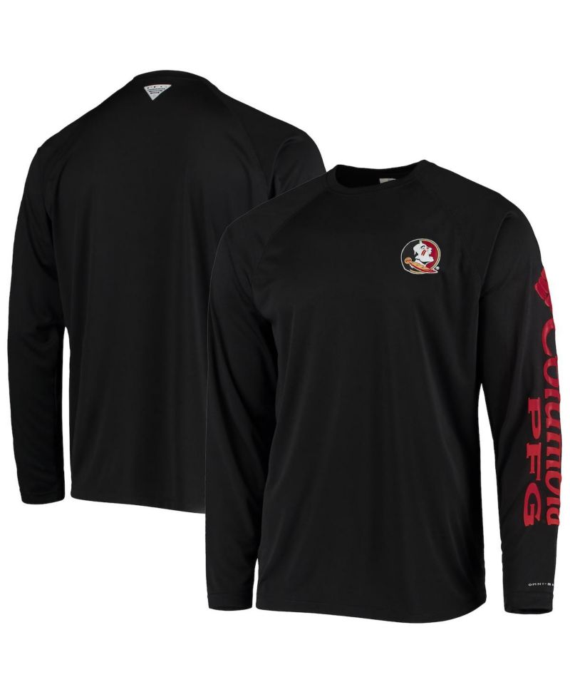 Men's Black Florida State Seminoles Terminal Tackle Omni-Shade Raglan Long Sleeve T-shirt