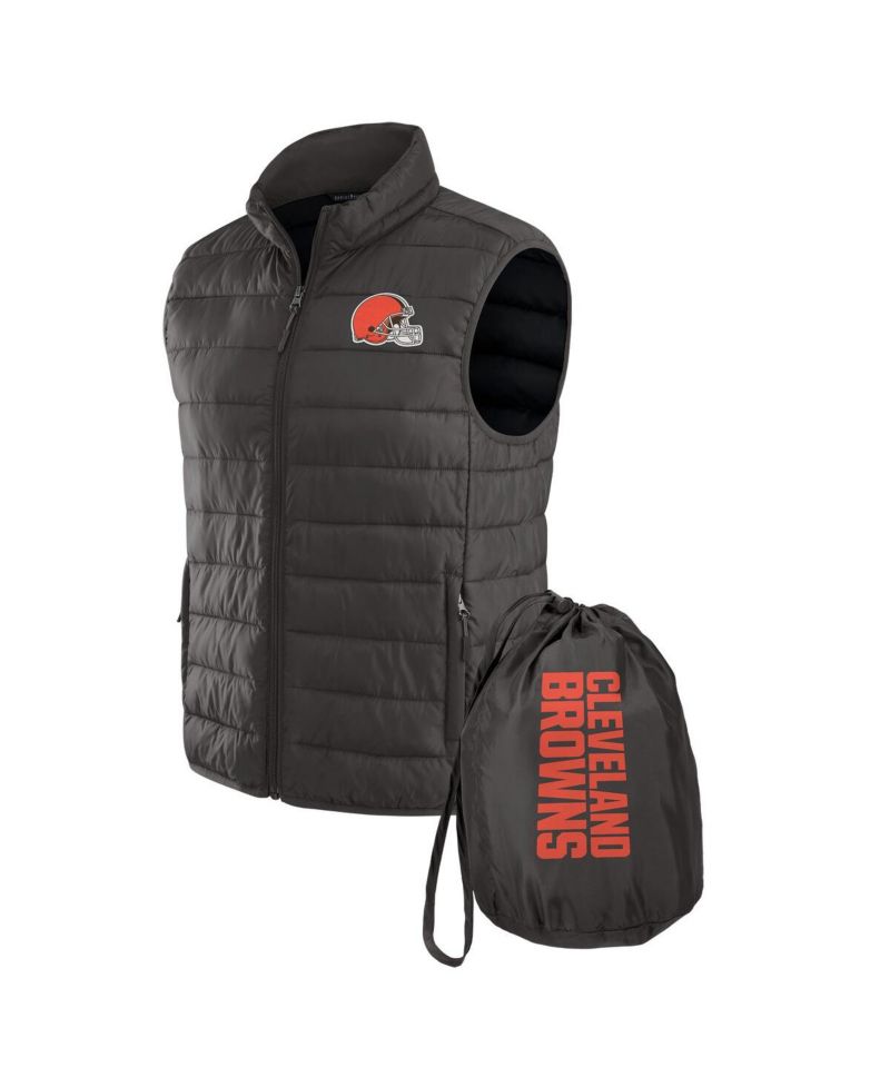 Darius Rucker Collection by x NFL Men's Black Cleveland Browns Packable Full-Zip Vest with Travel Bag