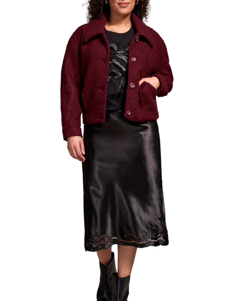 Women's Soft Boucl&eacute; Button-Front Jacket