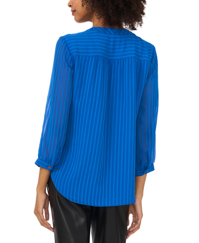 Women's Striped V-Neck 3/4-Sleeve Top