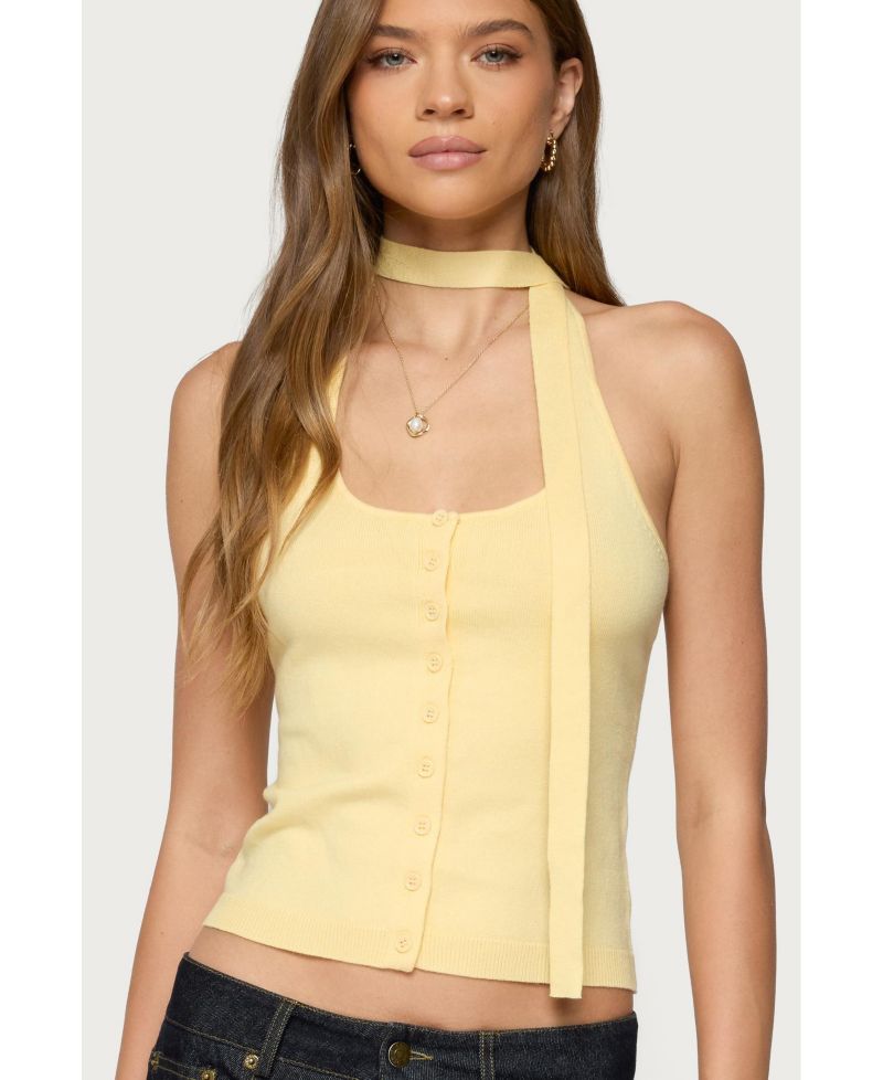 Womens Two Piece Knit Halter Top