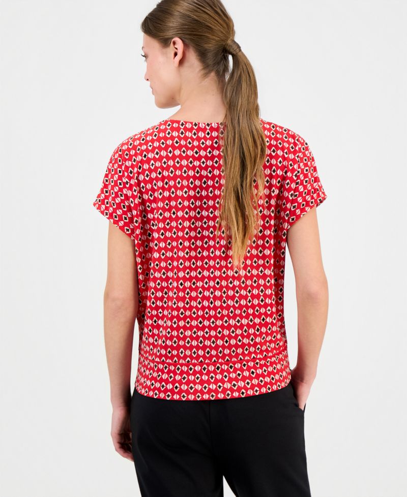 Petite Printed Boat-Neck Top