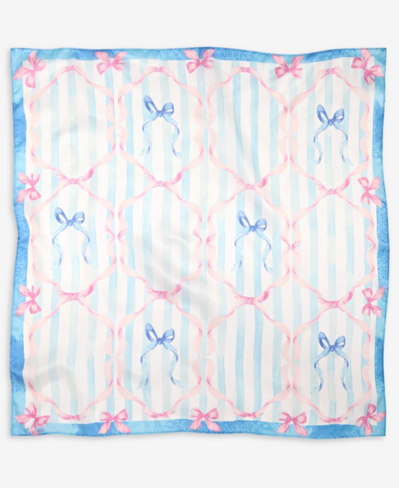 Ribbon Bow Print Square Scarf