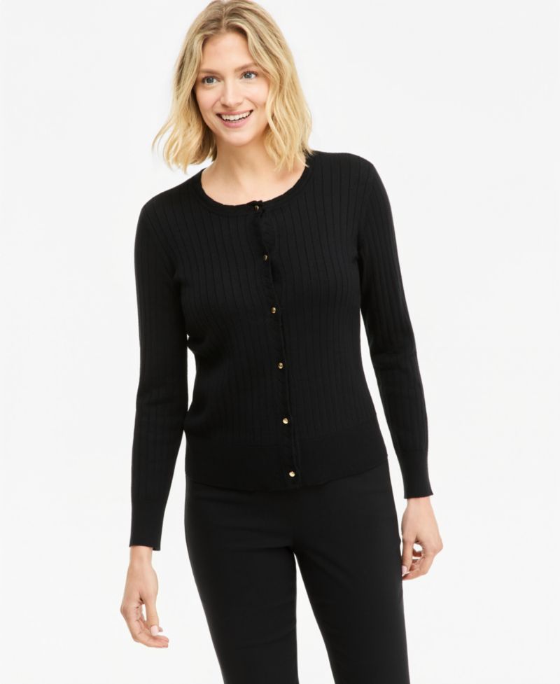 Petite Ribbed Button-Down Cardigan Sweater