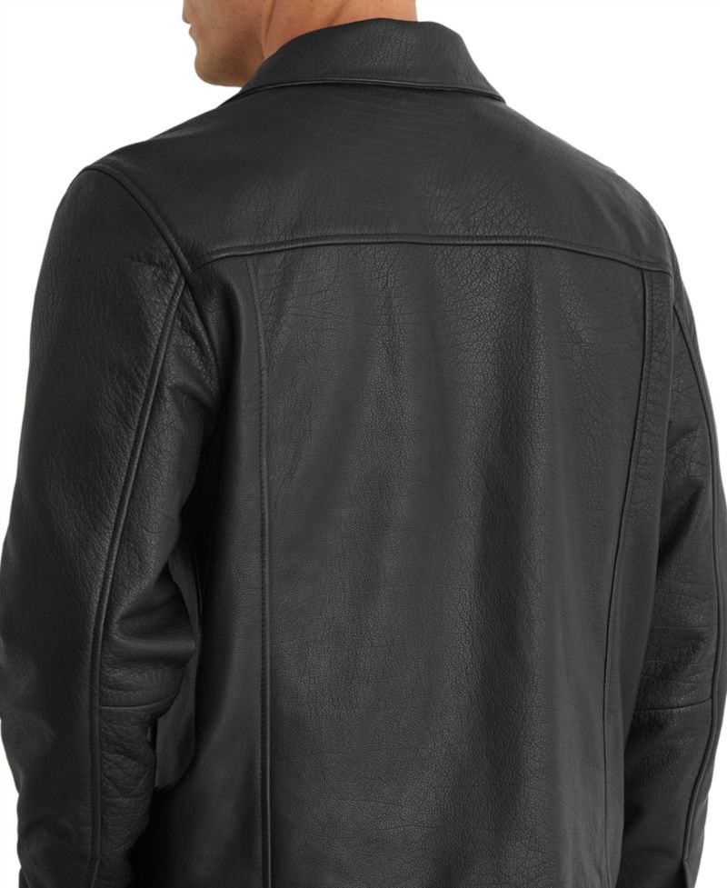 Men's Ortega Regular-Fit Zip-Through Leather Jacket