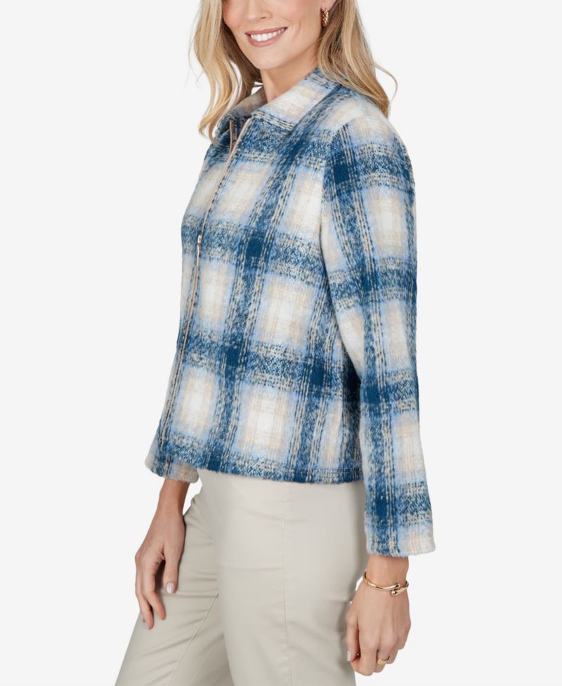 Petite Plaid Zip-Up Jacket