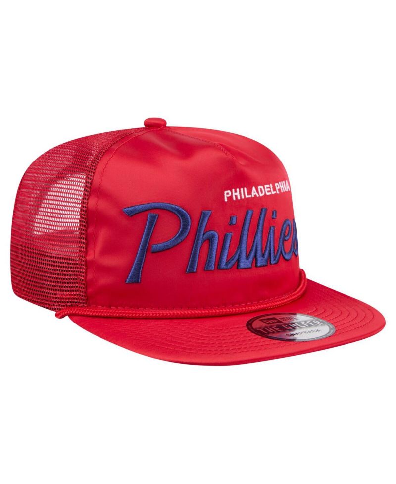 Men's Red Philadelphia Phillies Retro Satin Script Golfer Adjustable Hat