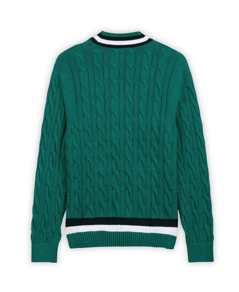 Men's Cotton Cable Knit Cricket Sweater