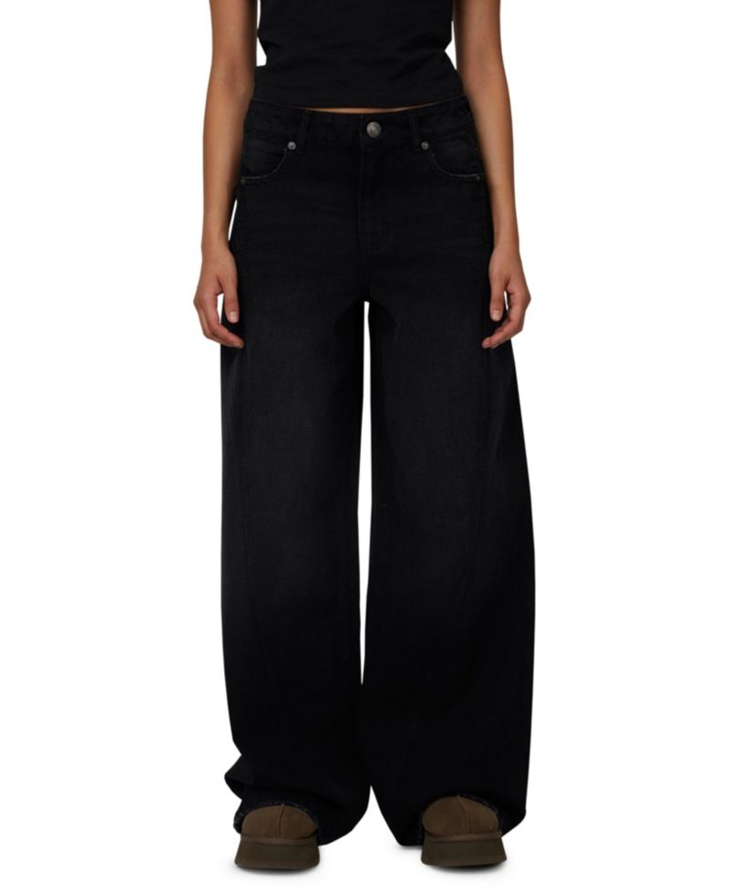 Women's Baggy Vintage Wash Seam Denim Jeans