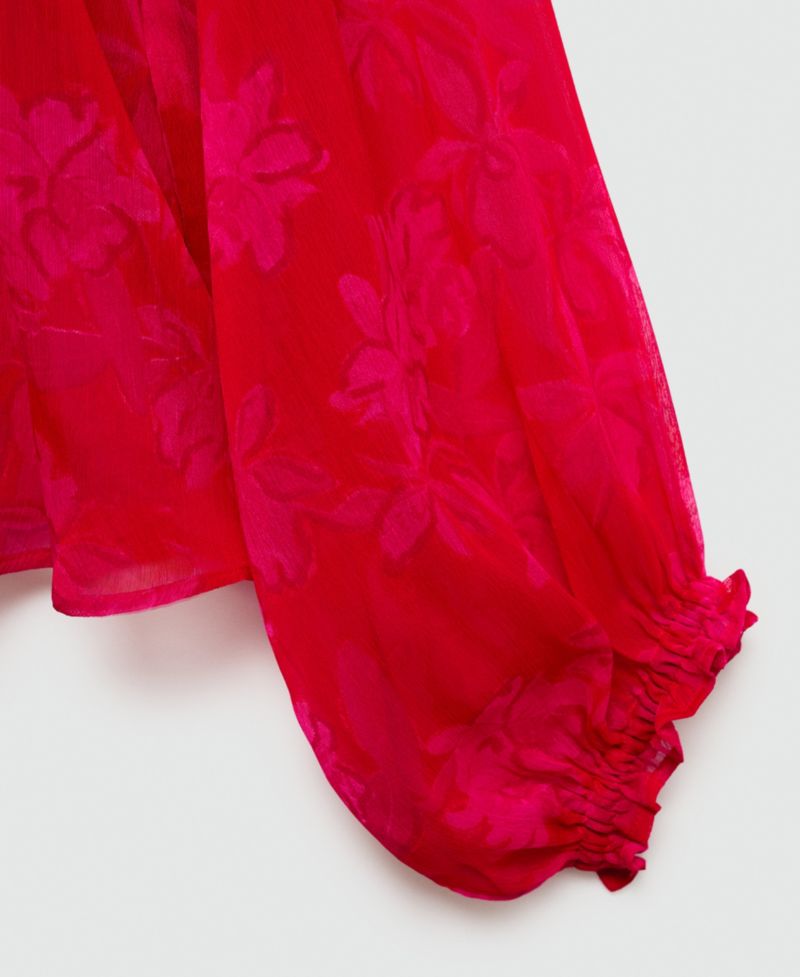 Women's Semi-Transparent Floral-Print Blouse