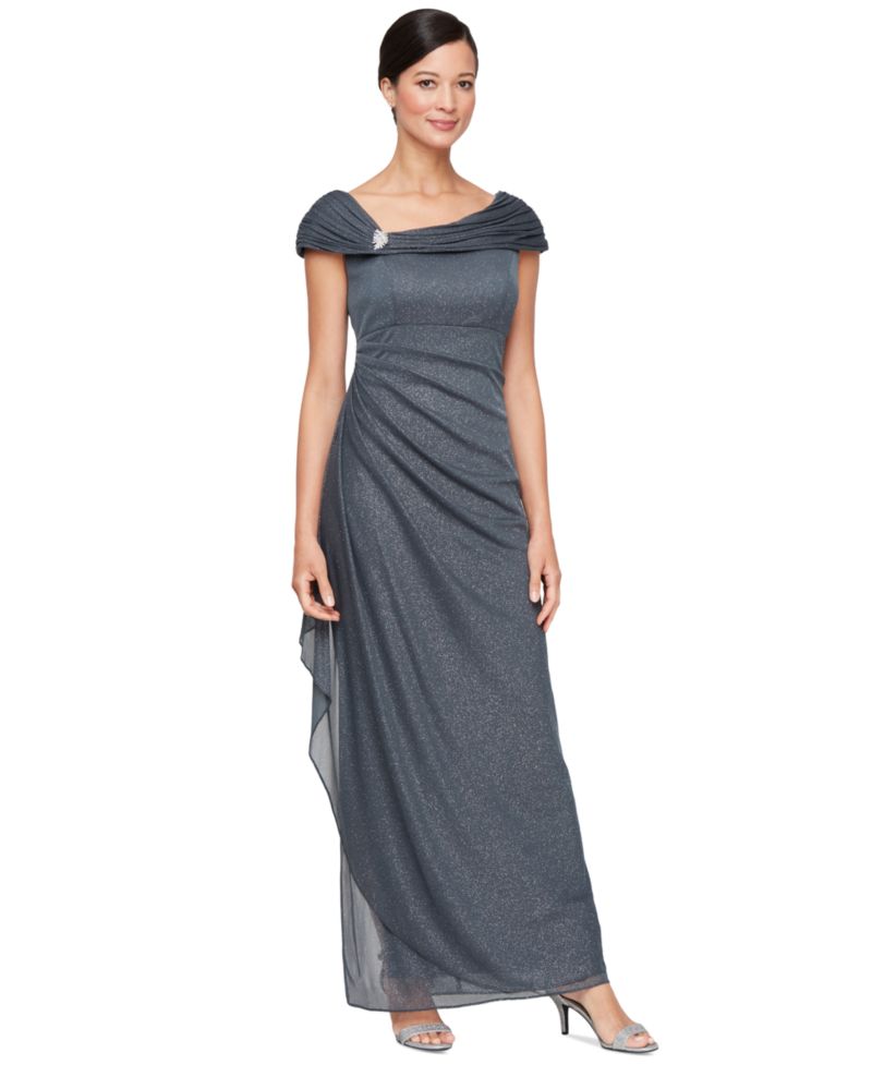 Petite Glittered Ruched Gown