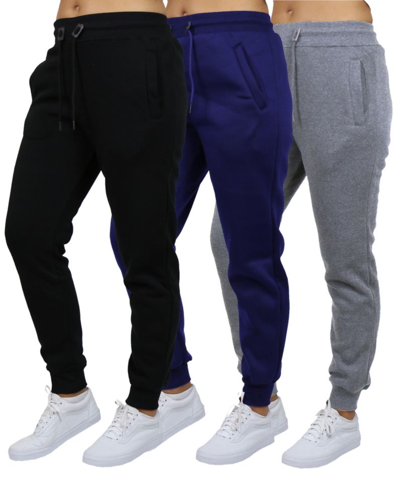 Women's Loose-Fit Fleece Jogger Sweatpants 3-Pack