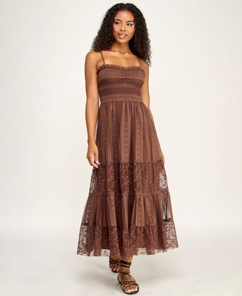 Juniors' Sweetheart Neck Midi Dress