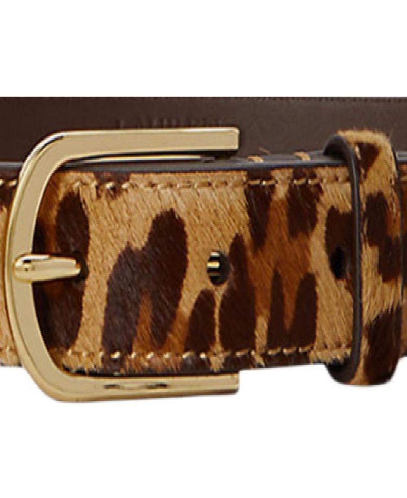 Leopard Print Leather Skinny Belt
