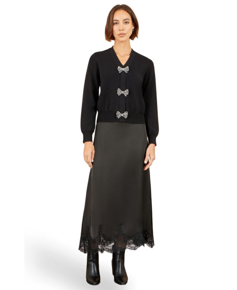 Women's Sparkle Bow Cardigan V-Neck
