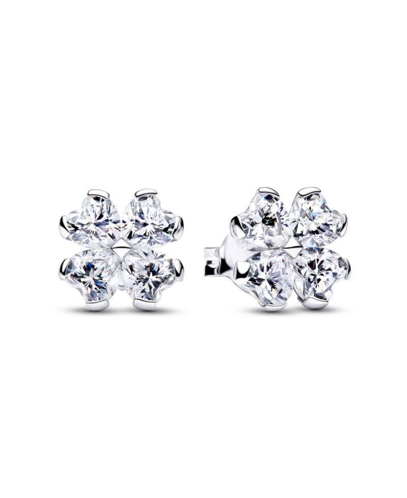 Sparkling Lucky Clover Stud Earrings