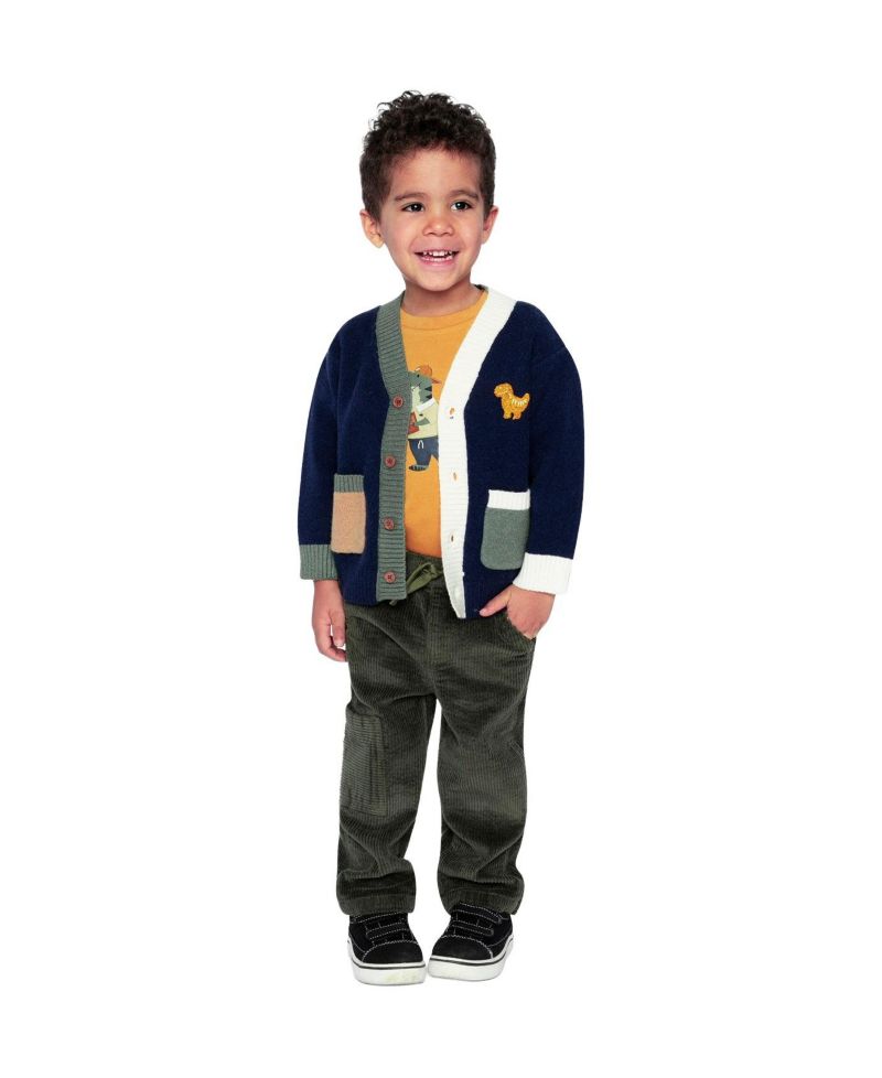 Big Boys 6-8 Years Knit Cardigan with Dino