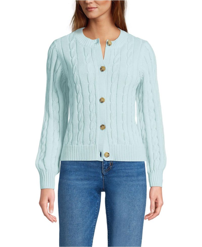 Women's Drifter Classic Cable Crew Neck Cardigan Sweater