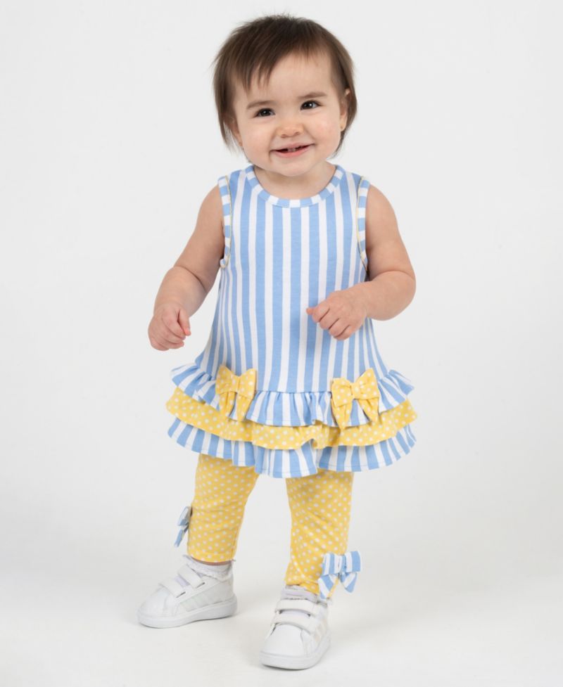 Baby Girls' Striped Ruffle Top and Leggings, 2-Piece Set