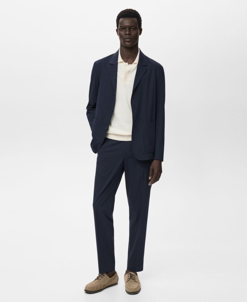 Men's Pockets Slim-Fit Suit Jacket