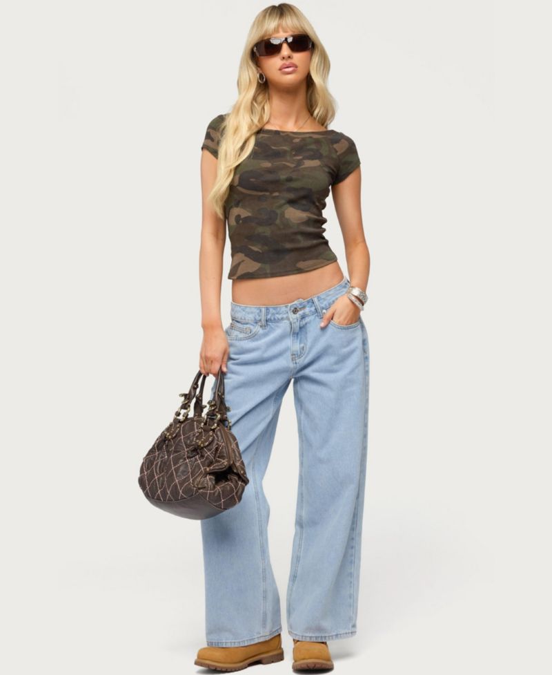 Women's Lumielle Camo Boat Neck Top