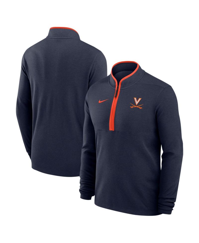 Men's Navy Virginia Cavaliers Coaches Courtside Basketball Victory Performance Quarter-Zip Top