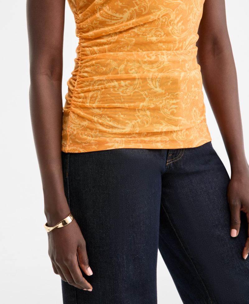Women's Printed Mesh Sleeveless Top