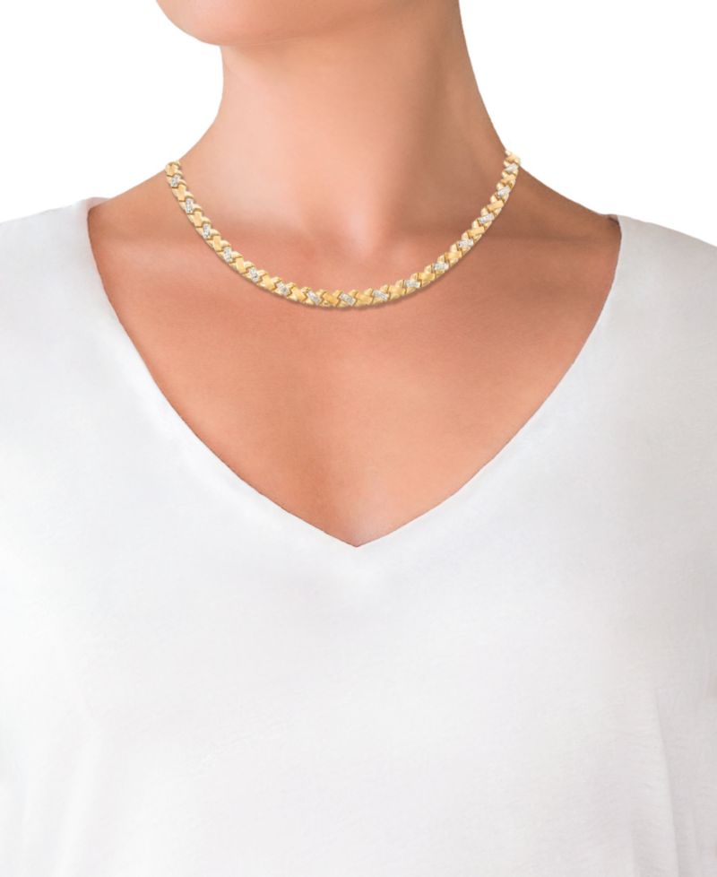 Diamond Cut Necklace in 18k Two-Tone Gold Over Sterling Silver