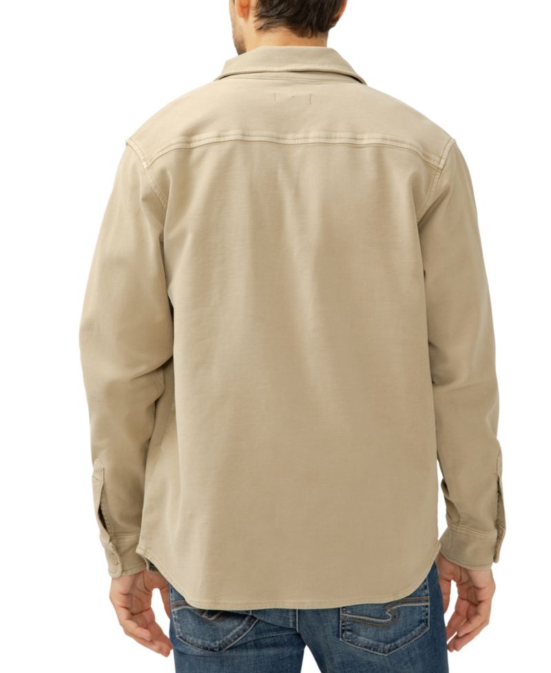 Men's Button Up Knit Flex Shirt Jacket