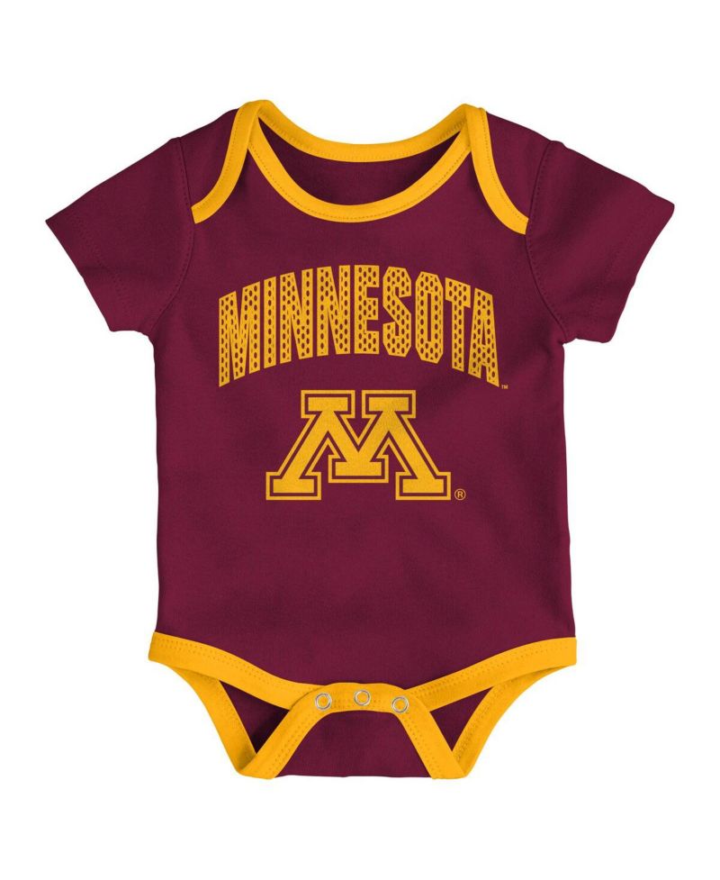 Baby Boys and Girls 3-Pack Minnesota Golden Gophers All Day Play Bodysuit Set