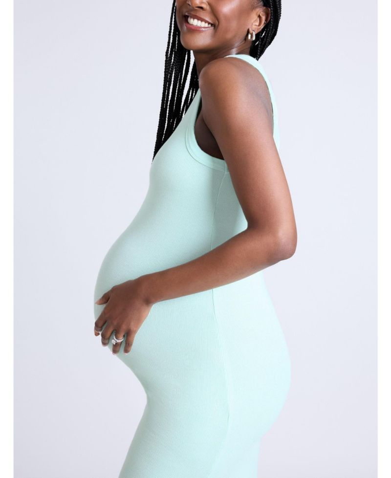 Women's Crew Neck Sleeveless Racerback Maternity Midi Dress