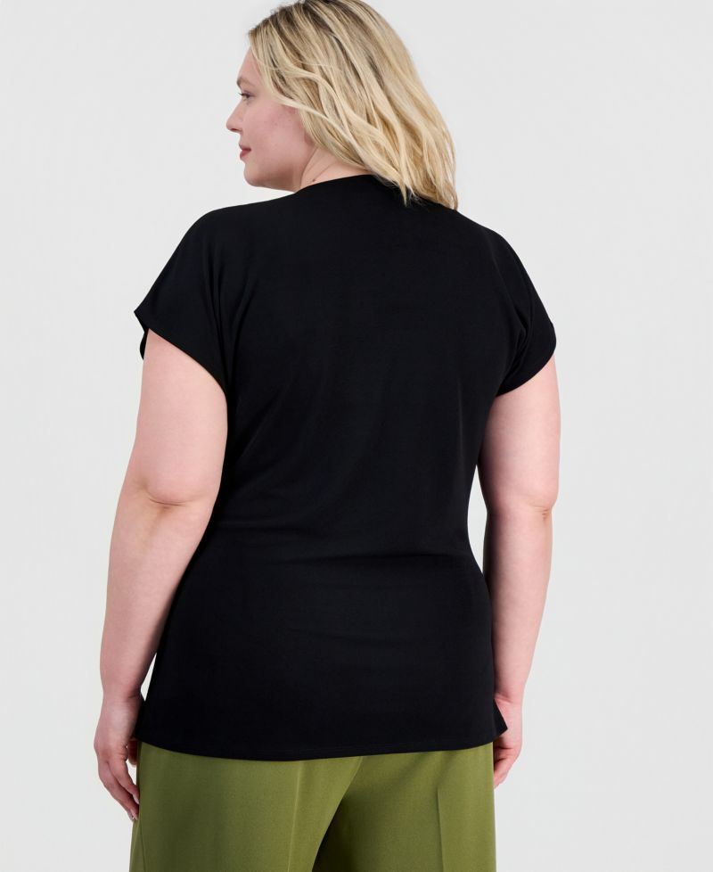 Plus Size Side Button Wrap Shirt