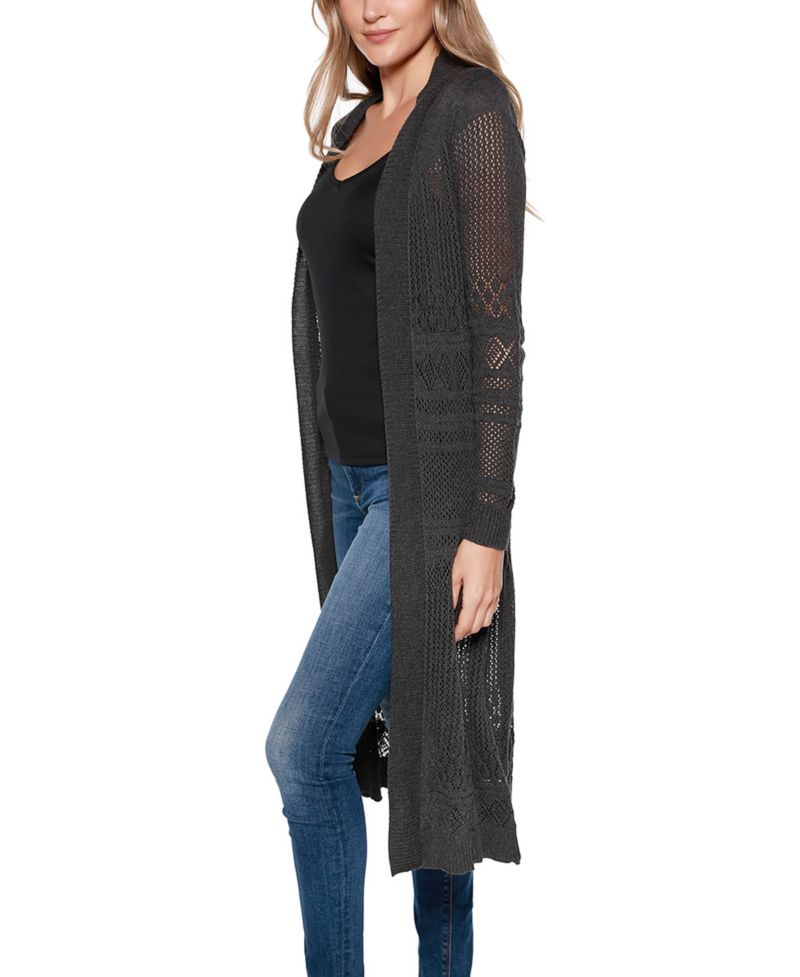 Women's Pointelle-Stitch Duster Cardigan Sweater