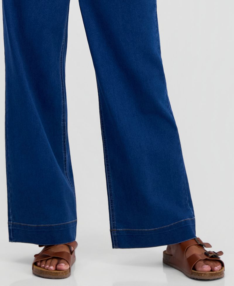 Petite Lexington High-Rise Wide-Leg Patch Pocket Jeans
