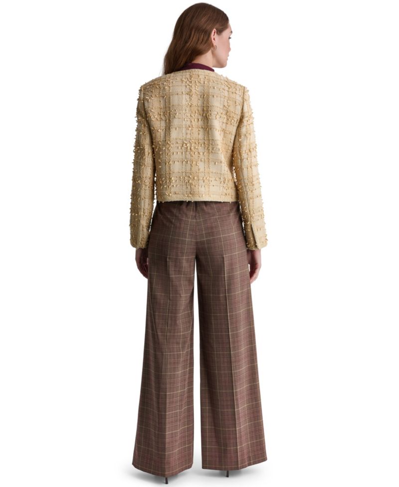 Women's Cropped Plaid Shoulder-Pad Jacket