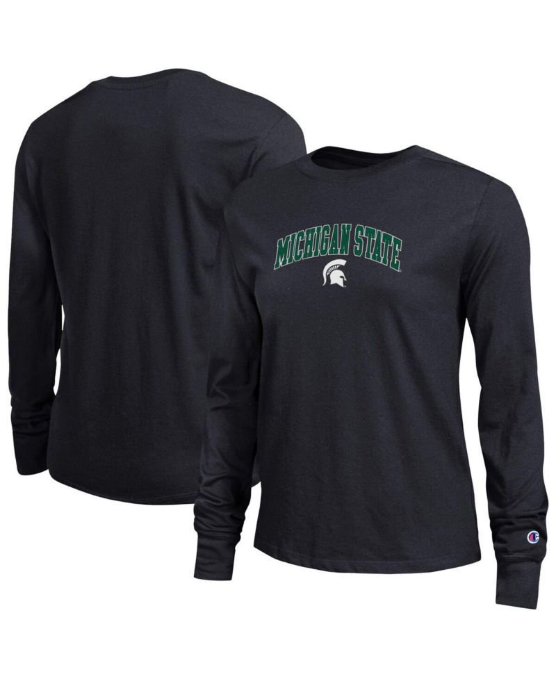 Women's Black Michigan State Spartans Arch Over Logo Long Sleeve T-Shirt