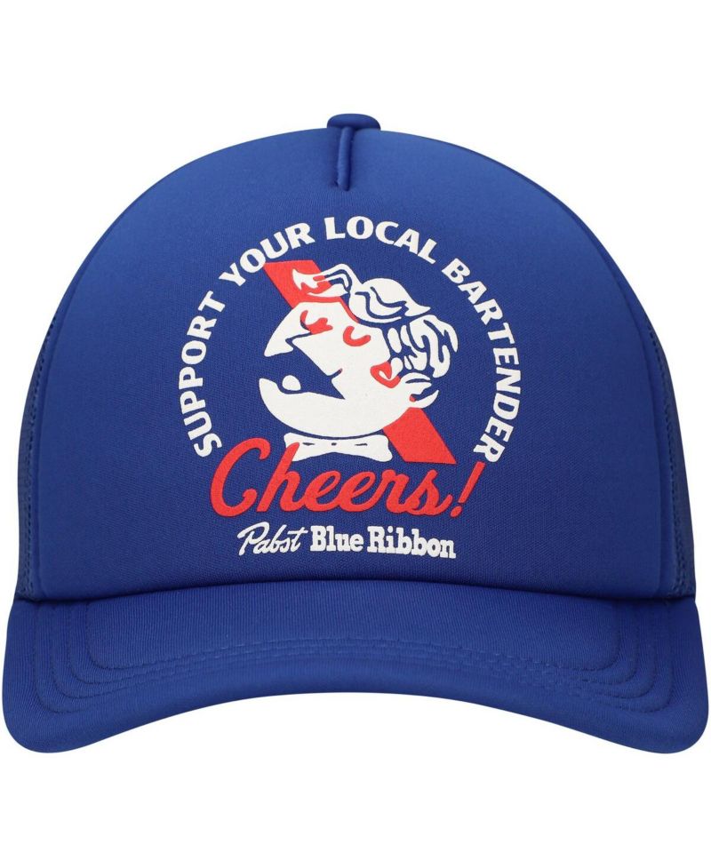 Men's Blue Pabst Blue Ribbon Bartender Foam Trucker Adjustable Hat