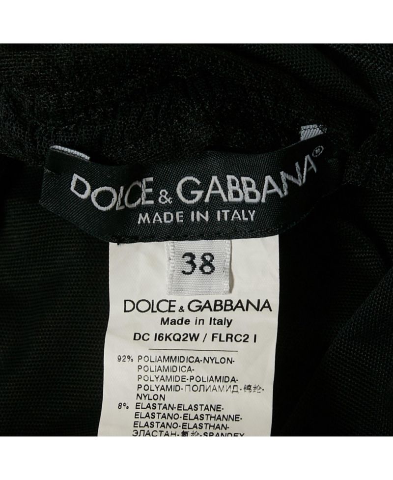 Women's Pre-Owned Dolce and Gabbana Black Ruched Mesh Halter Neck Maxi Dress