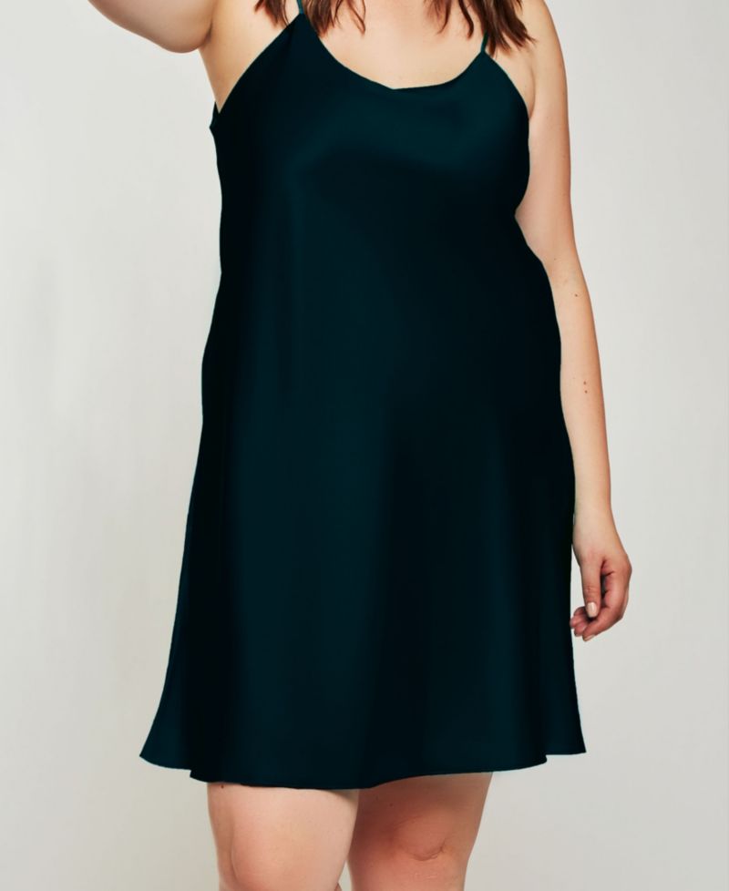 Plus Size Ultra Soft Satin Chemise Lingerie with Adjustable Straps