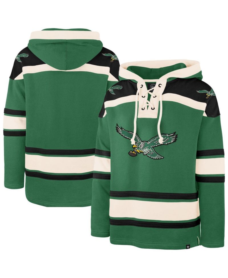 Men's Kelly Green Philadelphia Eagles Throwback Superior Lacer Hoodie